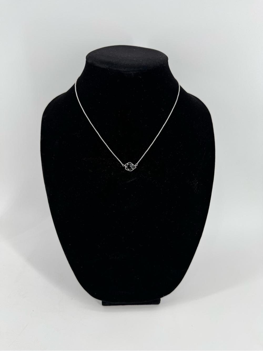 Kendra Scott Silver Mini Black Stone Necklace - Silver